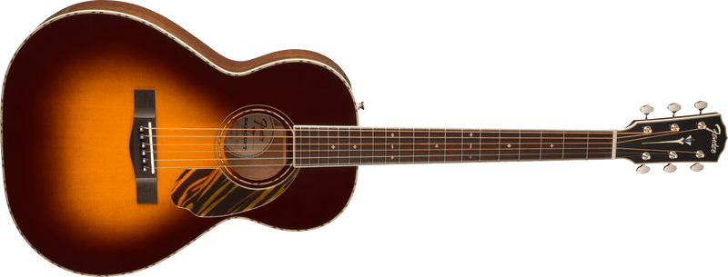 Fender PS-220E Parlor Ovangkol Fingerboard 3-Tone Vintage Sunburst Acoustic Guitar
