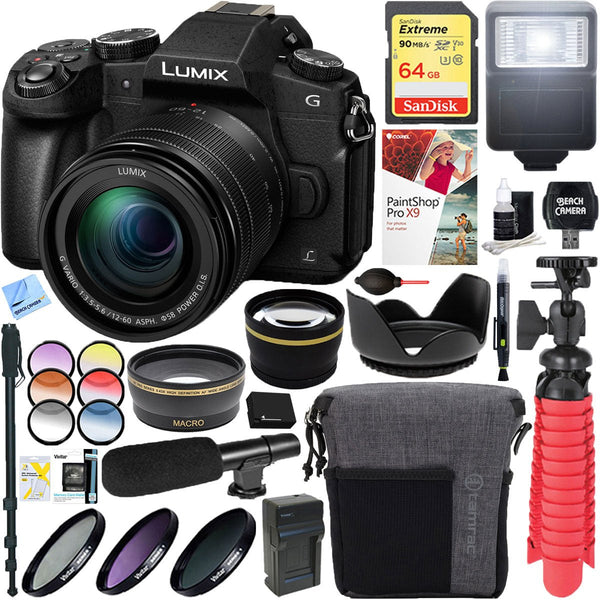 Panasonic LUMIX G85 Mirrorless Digital Camera w/ 12-60mm Lens & Microphone Accessory Kit