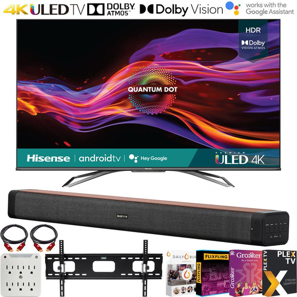 Hisense 65 Inch U8G Series 4K ULED Quantum HDR Smart TV (2021) + Soundbar Bundle