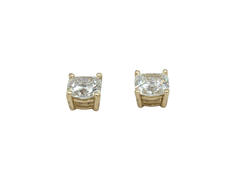 3.14 Carat Cushion Cut Diamond Stud Earrings